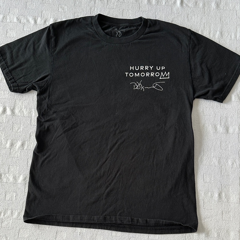 Hurry Up Tomorrow Black Graphic Crewneck T-Shirt